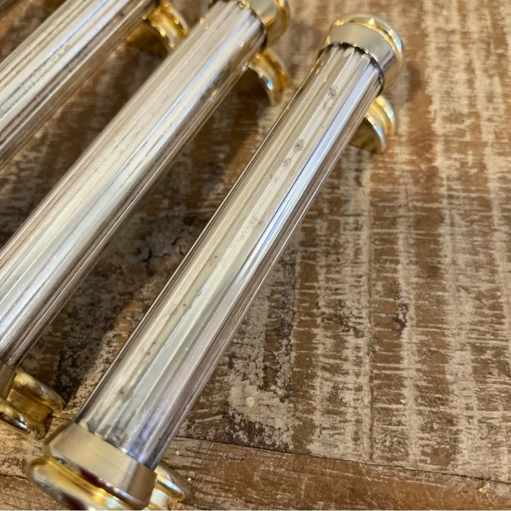 4 Knife Rests Chopstick Rests Signed SL Silver Plated and Gold Tone Vintage
